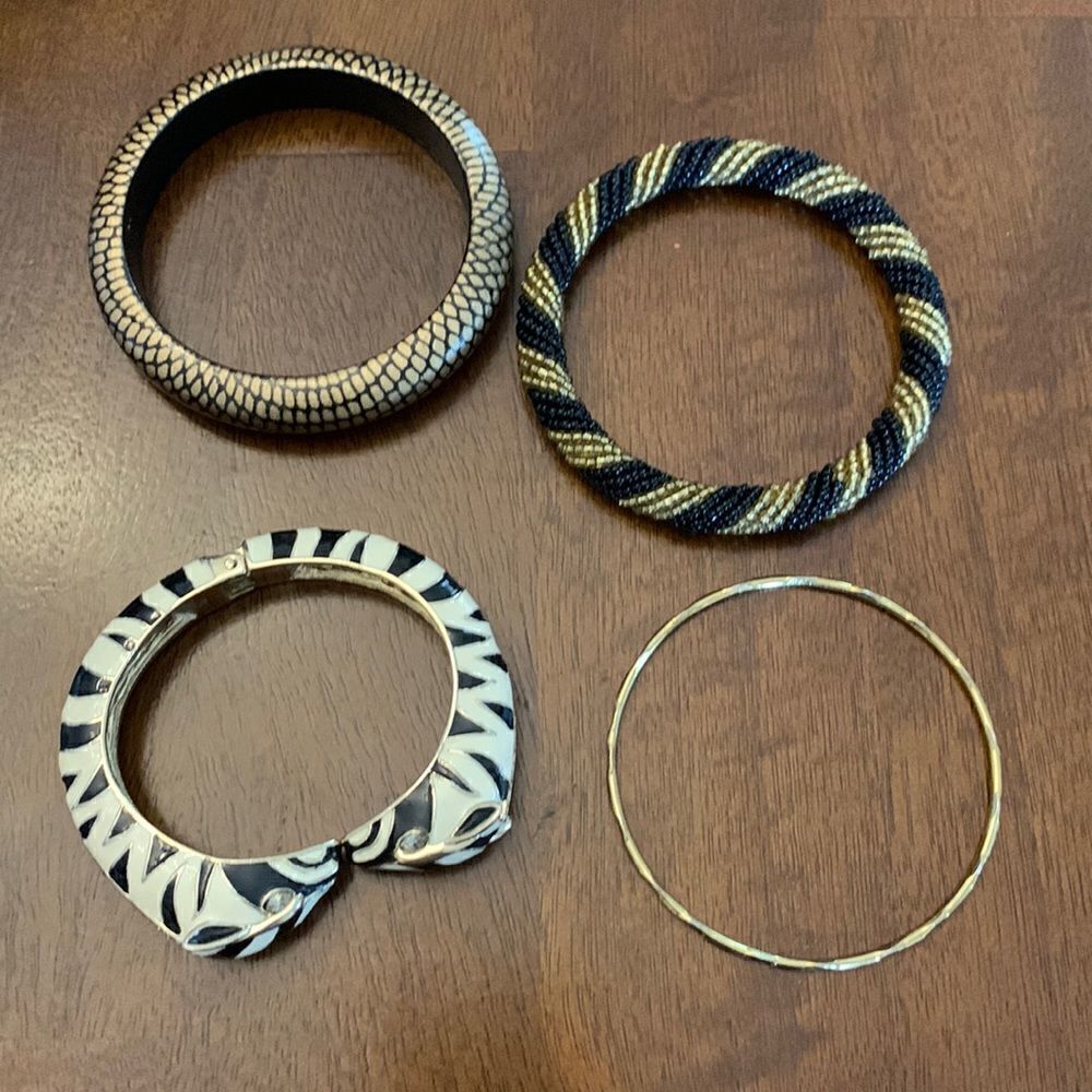 Bangle bracelets 4 unique gold and black bangles